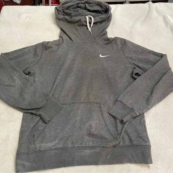 Nike Hoodie Sweatshirt Gray Drawstring left chest swoosh 28320 - Picture 5 of 8